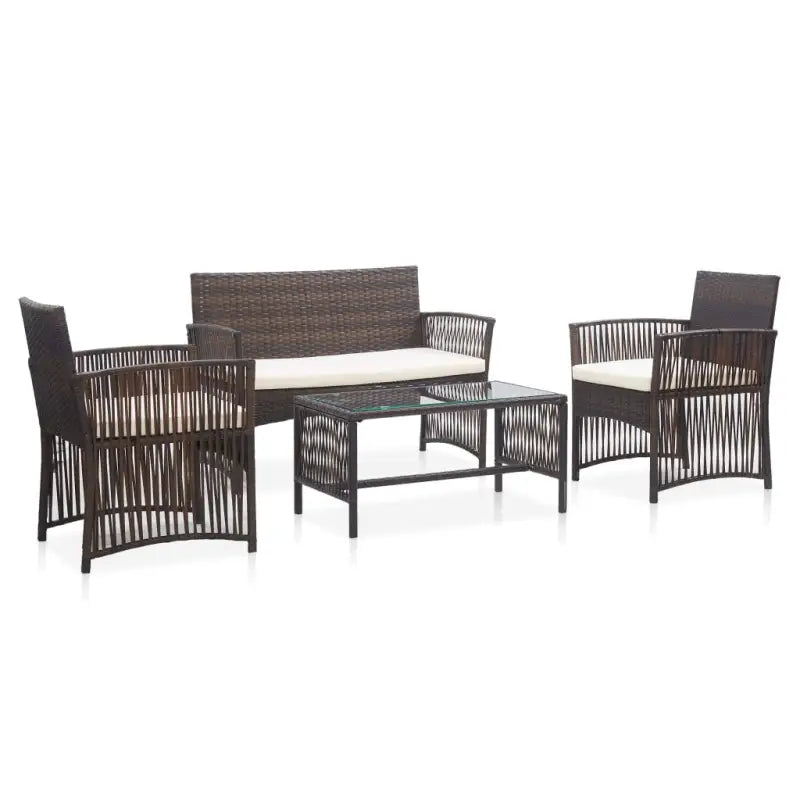 4-delige loungeset met gepoedercoat stalen frame voor buiten gebruik - Tuinsets