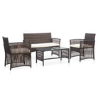 4-delige loungeset met gepoedercoat stalen frame voor buiten gebruik - Bruin - Tuinsets