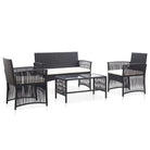 4-delige loungeset met gepoedercoat stalen frame voor buiten gebruik - Zwart - Tuinsets