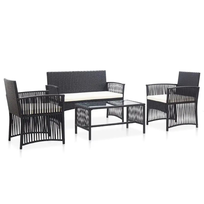 4-delige loungeset met gepoedercoat stalen frame voor buiten gebruik - Zwart - Tuinsets