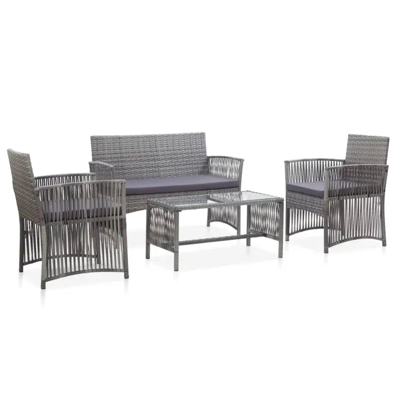 4-delige loungeset met gepoedercoat stalen frame voor buiten gebruik - Antraciet - Tuinsets