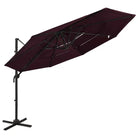 4-laagse parasol met gepoedercoat aluminium paal voor UV en vochtbescherming - Bordeauxrood / 1 - Parasols