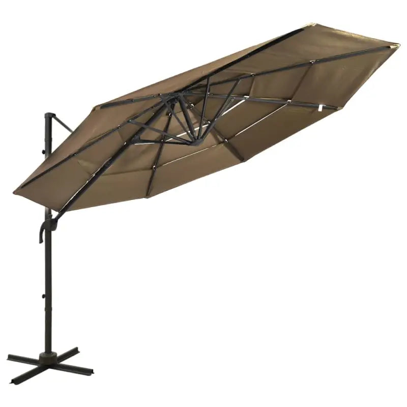 4-laagse parasol met gepoedercoat aluminium paal voor UV en vochtbescherming - Taupe / 1 - Parasols en zonneschermen