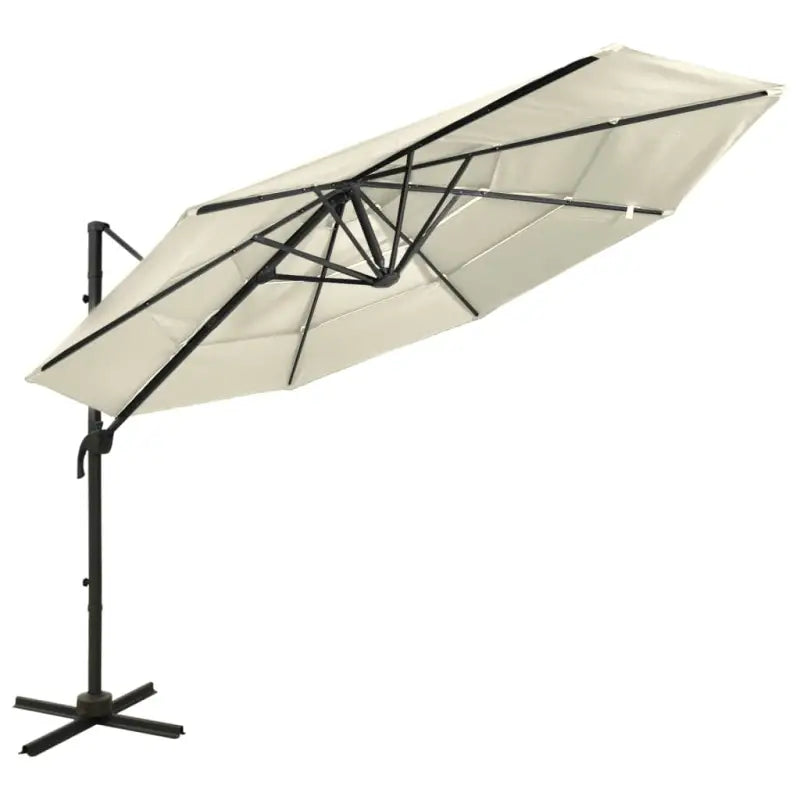 4-laagse parasol met gepoedercoat aluminium paal voor UV en vochtbescherming - Zand / 1 - Parasols en zonneschermen