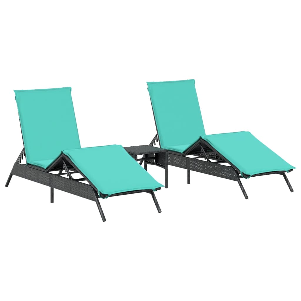 vidaXL Ligbedden 2 st met tafel poly rattan grijs (alleen VS) - Aashly