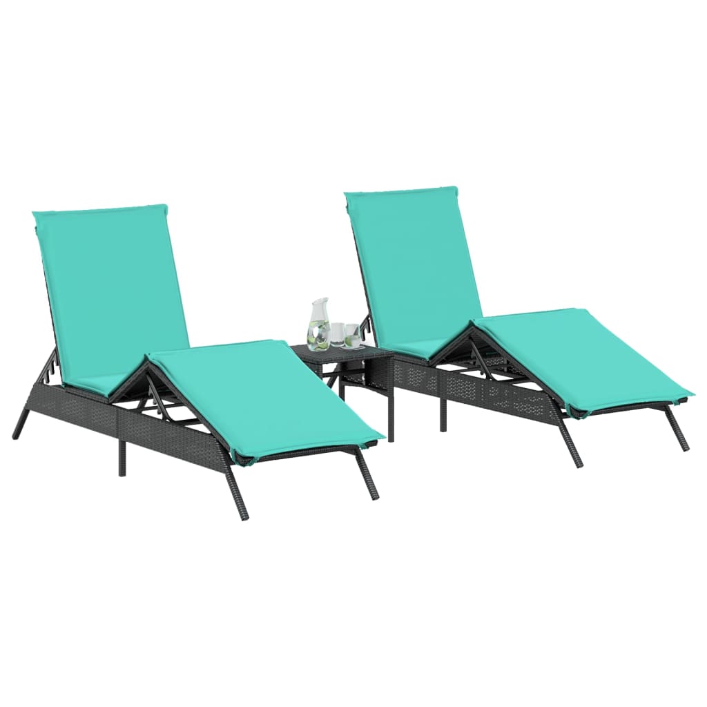 vidaXL Ligbedden 2 st met tafel poly rattan grijs (alleen VS) - Aashly