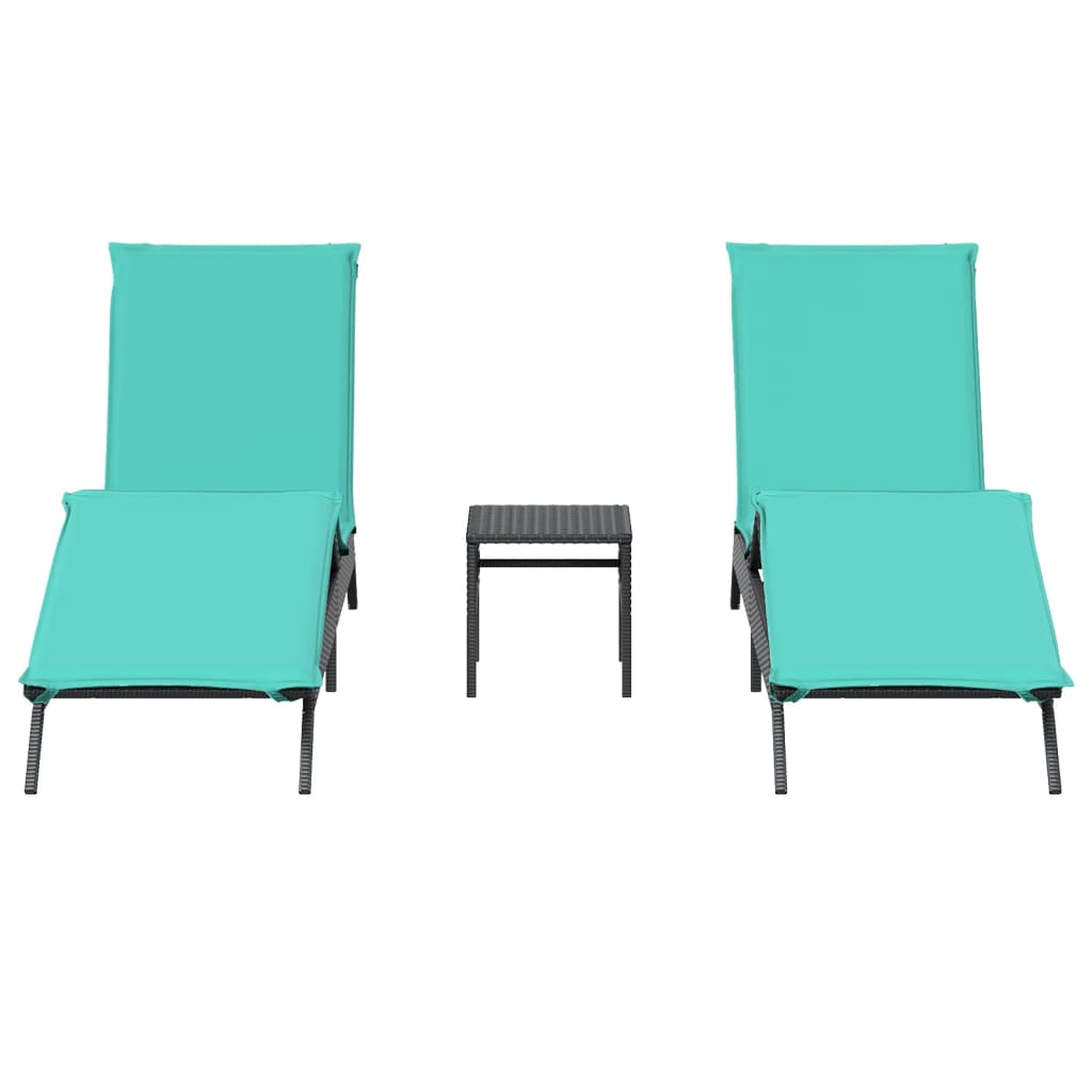 vidaXL Ligbedden 2 st met tafel poly rattan grijs (alleen VS) - Aashly