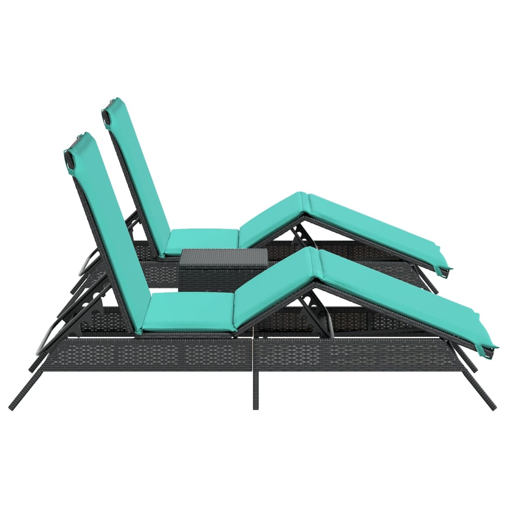 vidaXL Ligbedden 2 st met tafel poly rattan grijs (alleen VS) - Aashly