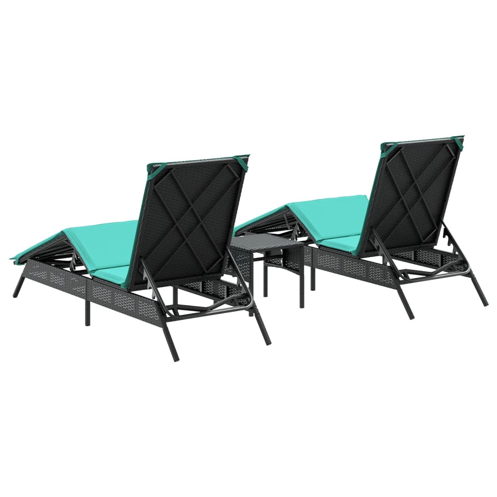 vidaXL Ligbedden 2 st met tafel poly rattan grijs (alleen VS) - Aashly