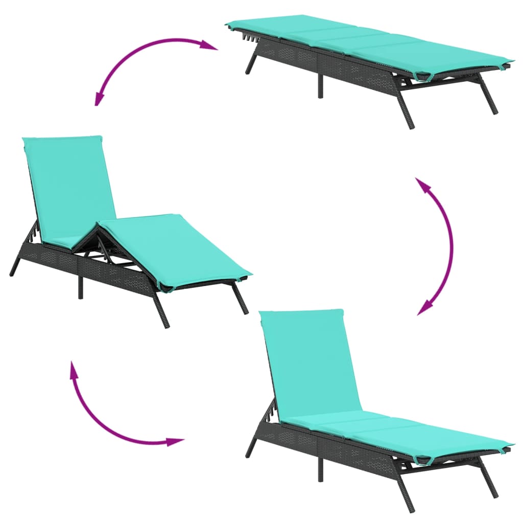 vidaXL Ligbedden 2 st met tafel poly rattan grijs (alleen VS) - Aashly
