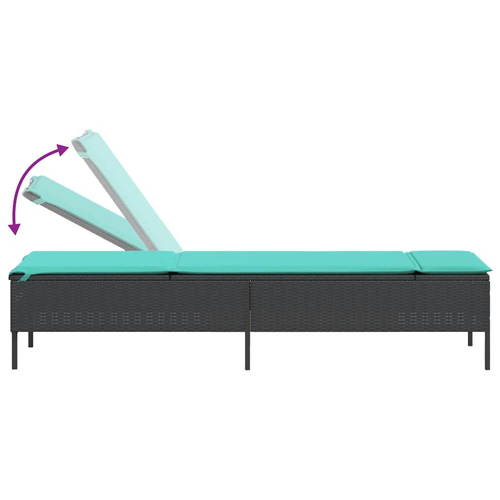 vidaXL Ligstoel met tafel en kussen, grijs polyrotan