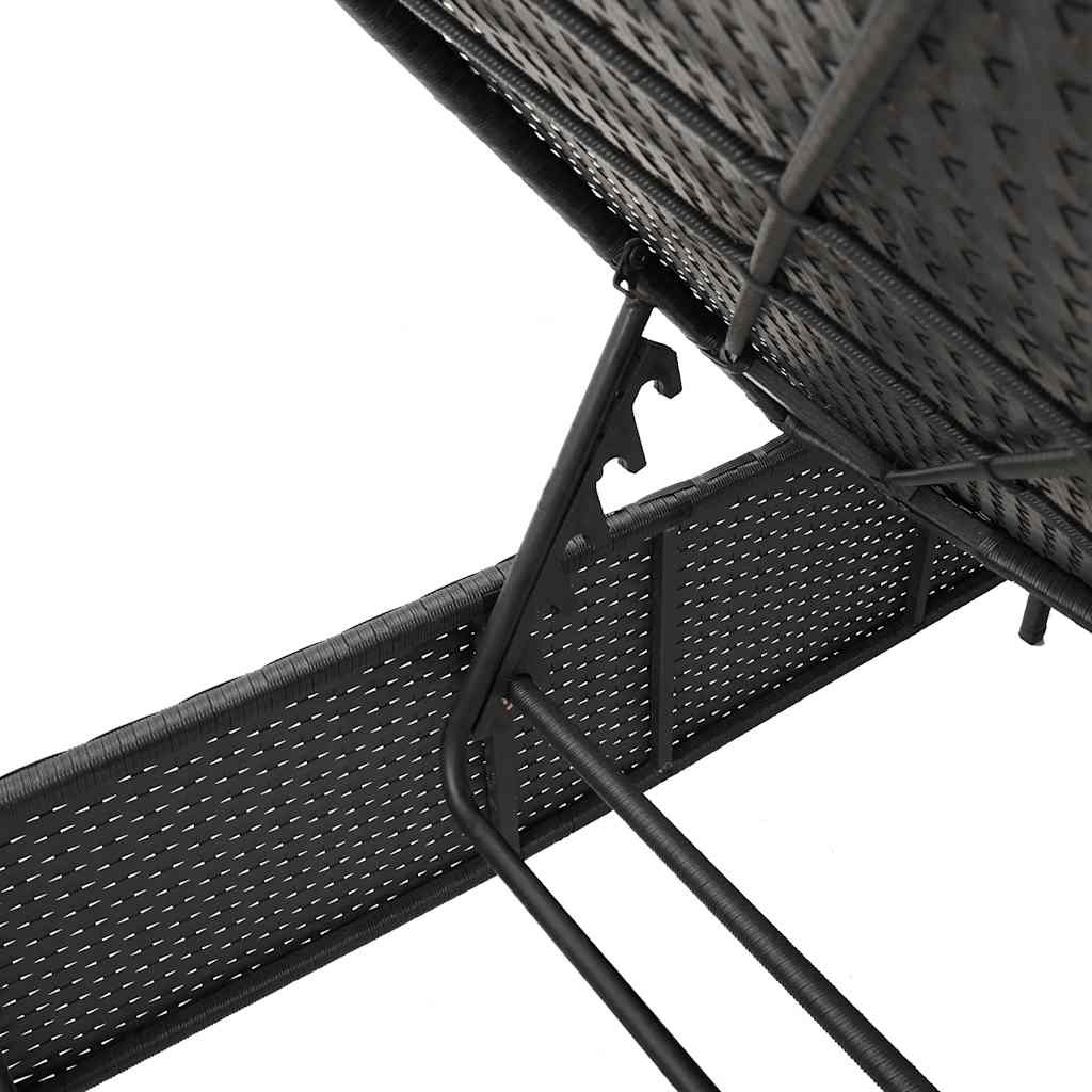 vidaXL Ligstoel met tafel en kussen, grijs polyrotan