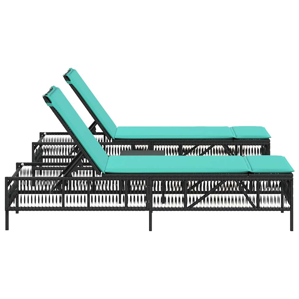 vidaXL Ligstoelen 2 stuks met tafel Grijs Poly Rotan