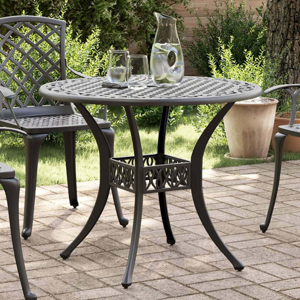 vidaXL Tuintafel Ø 90x75 cm gietaluminium bronskleurig