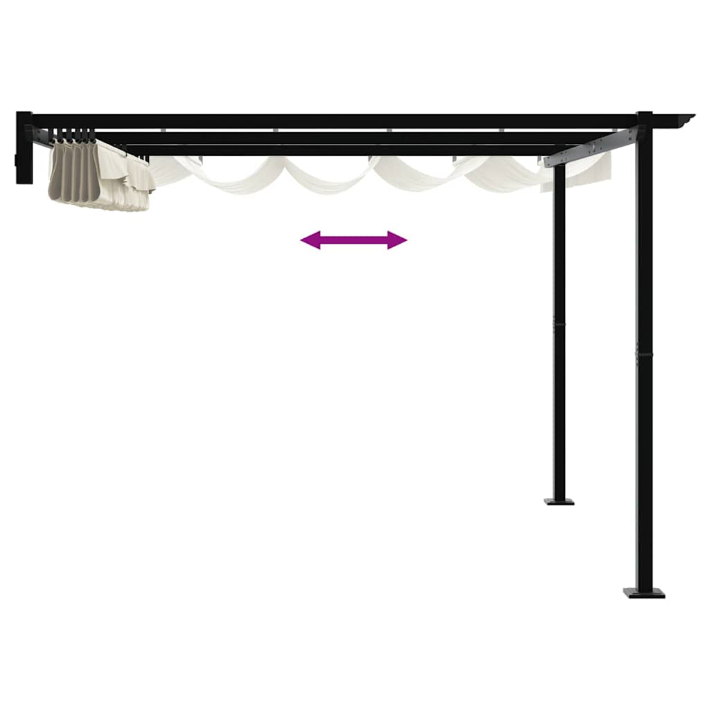 vidaXL Wandgemonteerde Pergola Crème Staal