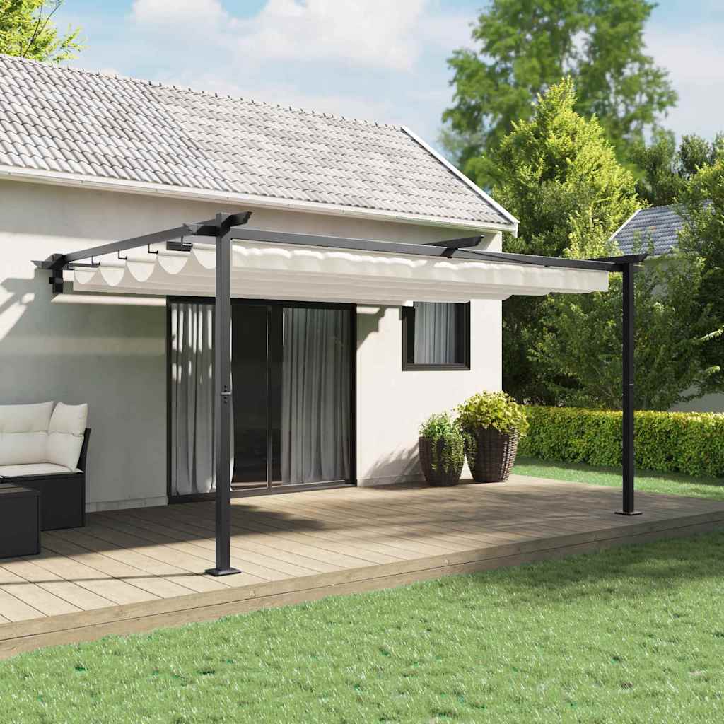 vidaXL Wandgemonteerde Pergola Crème Staal