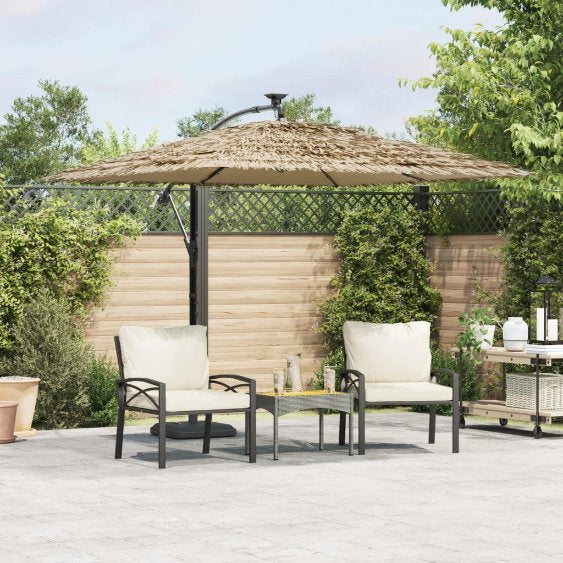 vidaXL Parasol with LEDs and Steel Pole 246x246x230 cm Brown