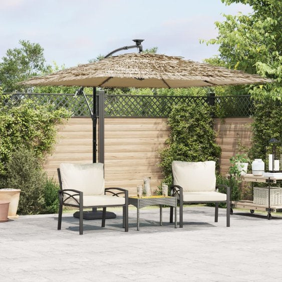 vidaXL Parasol with LEDs and Steel Pole 246x246x230 cm Brown