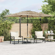 vidaXL Parasol with LEDs and Steel Pole 246x246x230 cm Brown