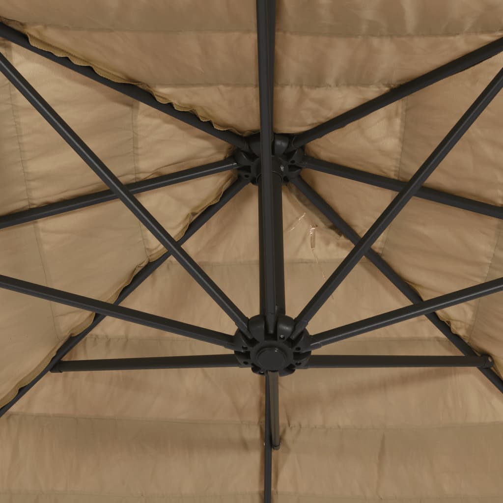 vidaXL Parasol with LEDs and Steel Pole 246x246x230 cm Brown