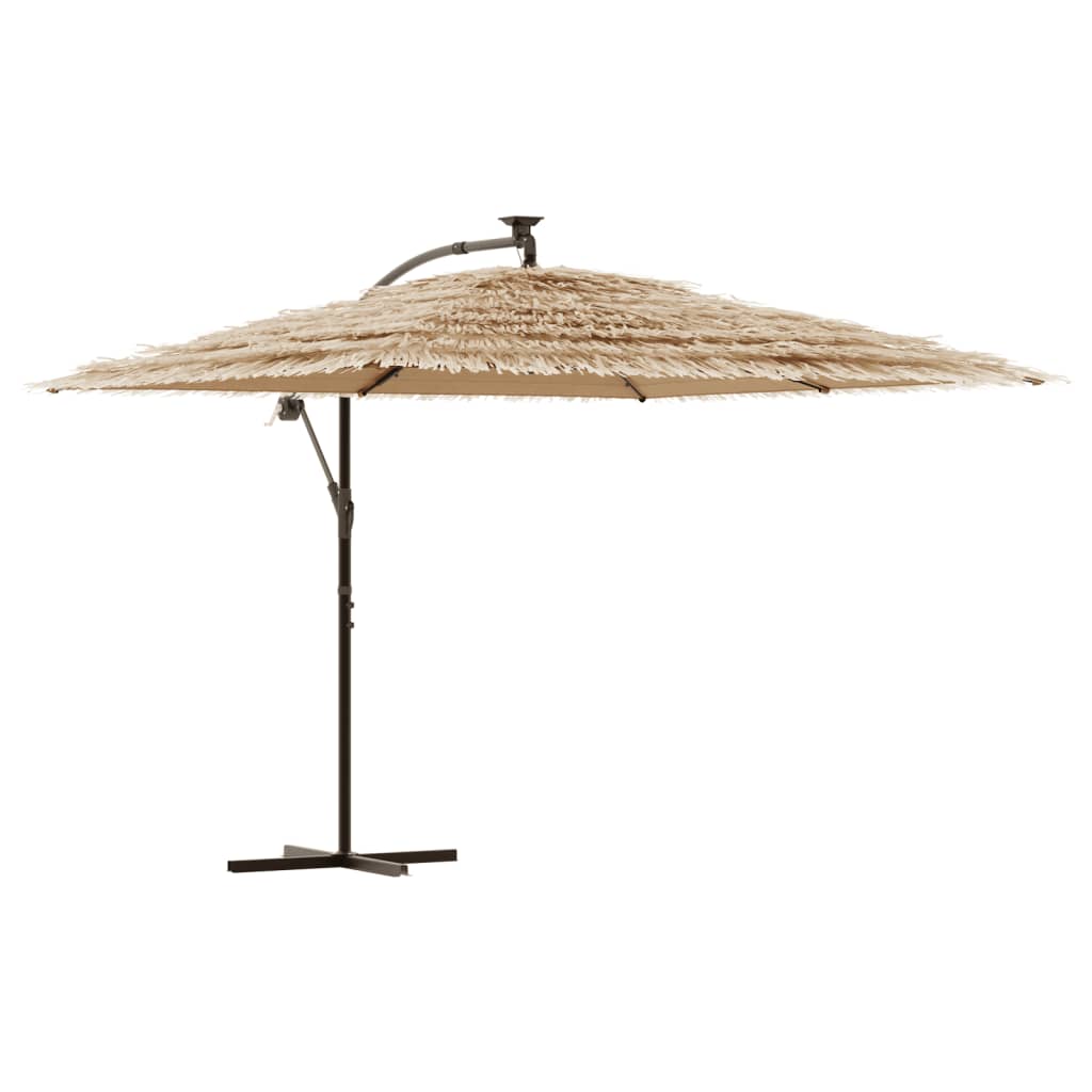 vidaXL Parasol with LEDs and Steel Pole 246x246x230 cm Brown