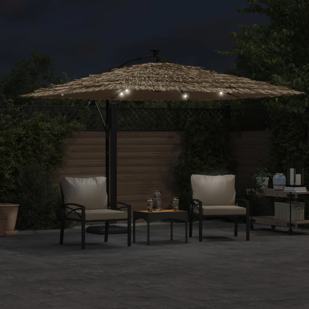 vidaXL Parasol with LEDs and Steel Pole 246x246x230 cm Brown