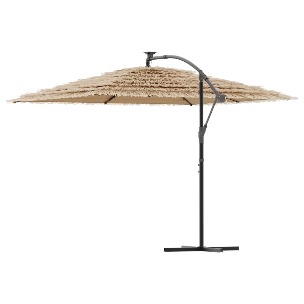 vidaXL Parasol with LEDs and Steel Pole 246x246x230 cm Brown