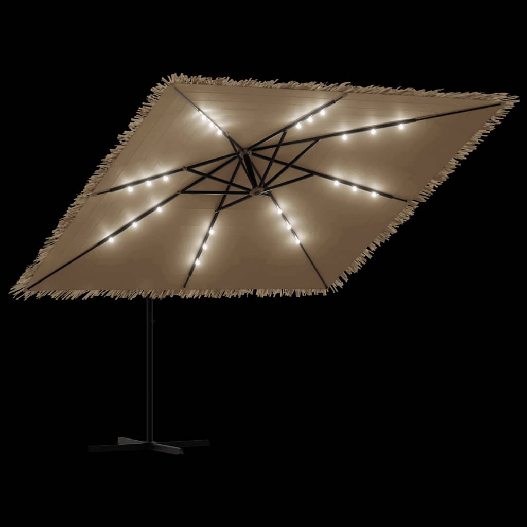 vidaXL Parasol with LEDs and Steel Pole 246x246x230 cm Brown