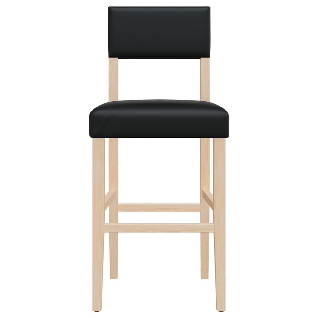 vidaXL Barstoelen 2 st massief rubberhout en kunstleer