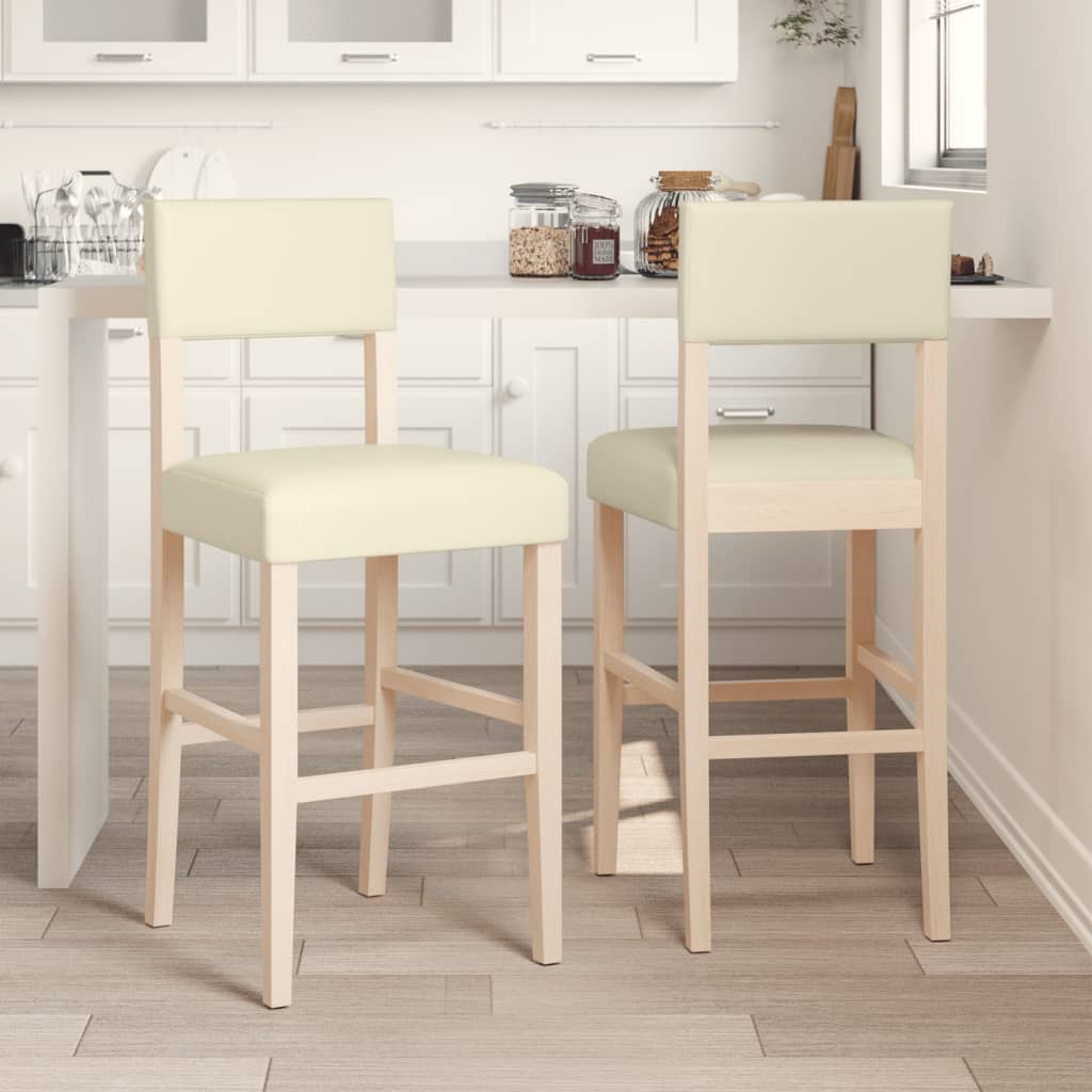 vidaXL Barstoelen 2 st massief rubberhout en kunstleer