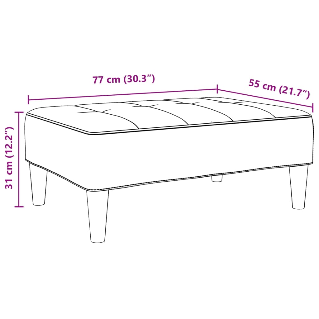 vidaXL Voetenbank 77x55x31 cm stof donkergrijs - Aashly
