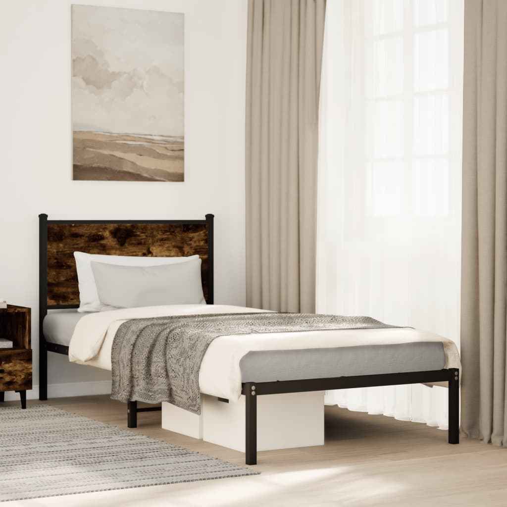 vidaXL Bedframe zonder matras metaal gerookt eikenkleurig 120x200 cm