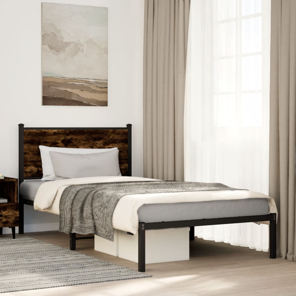 vidaXL Bedframe zonder matras metaal gerookt eikenkleurig 120x200 cm