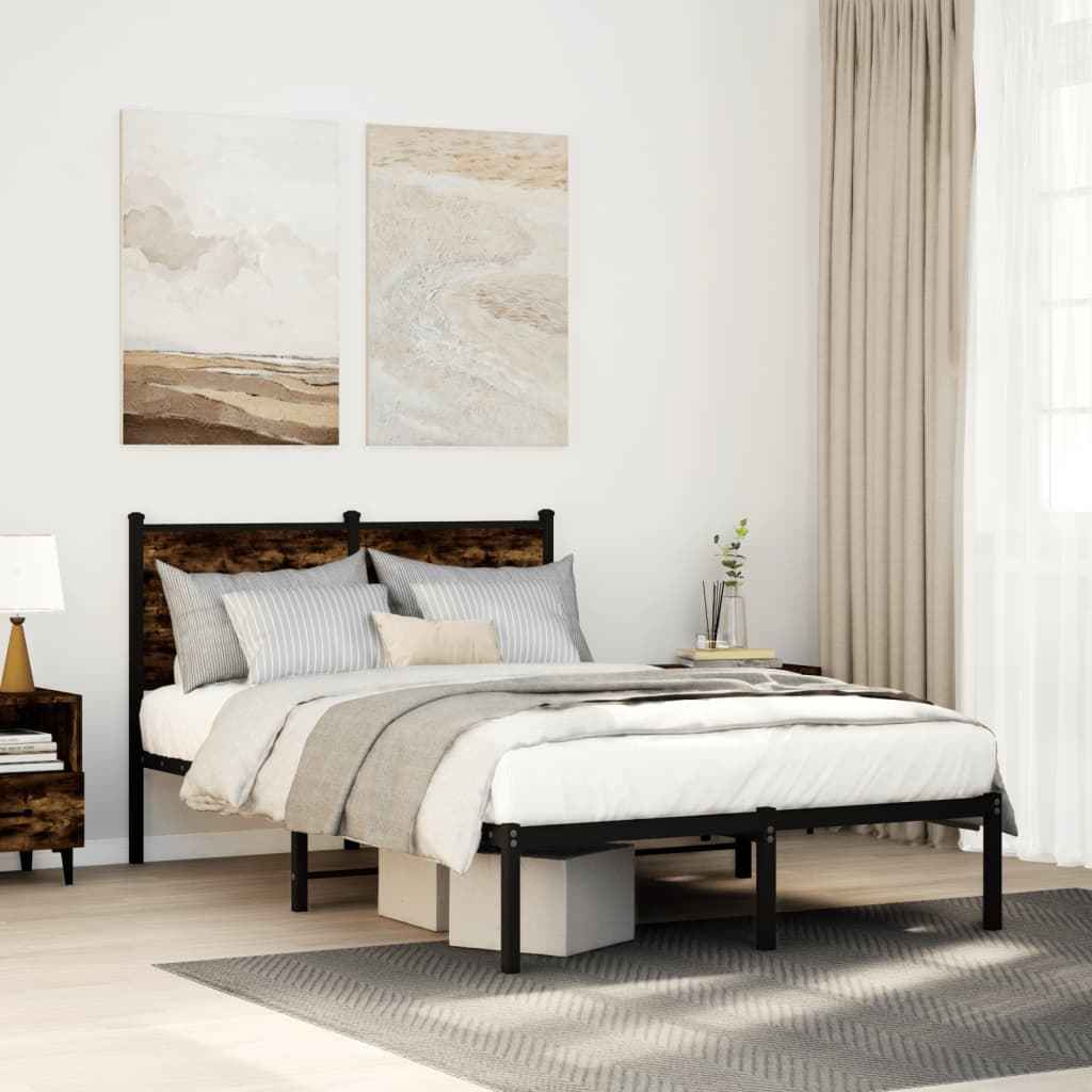 vidaXL Bedframe zonder matras metaal gerookt eikenkleurig 120x200 cm