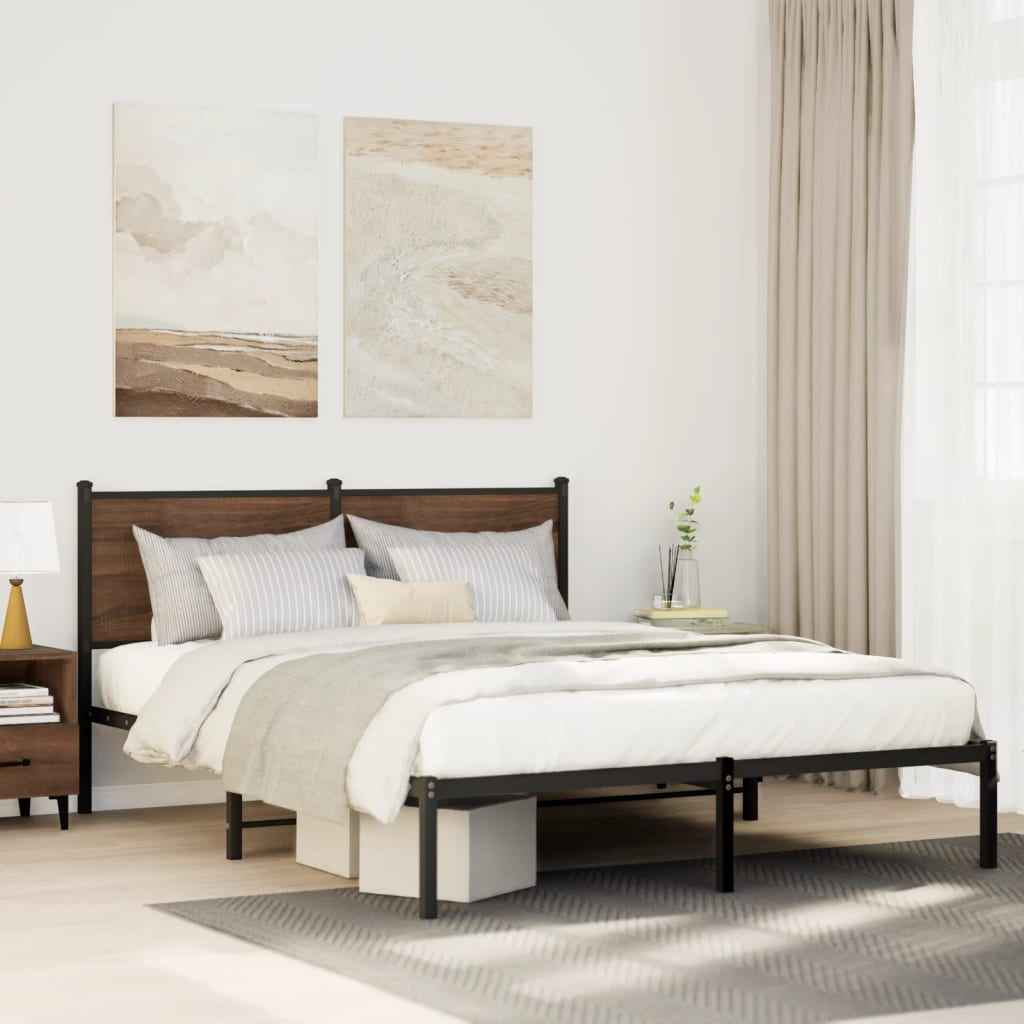 vidaXL Bedframe zonder matras metaal gerookt eikenkleurig 120x200 cm