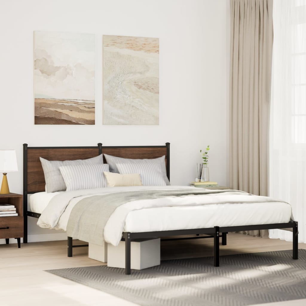 vidaXL Bedframe zonder matras metaal gerookt eikenkleurig 120x200 cm