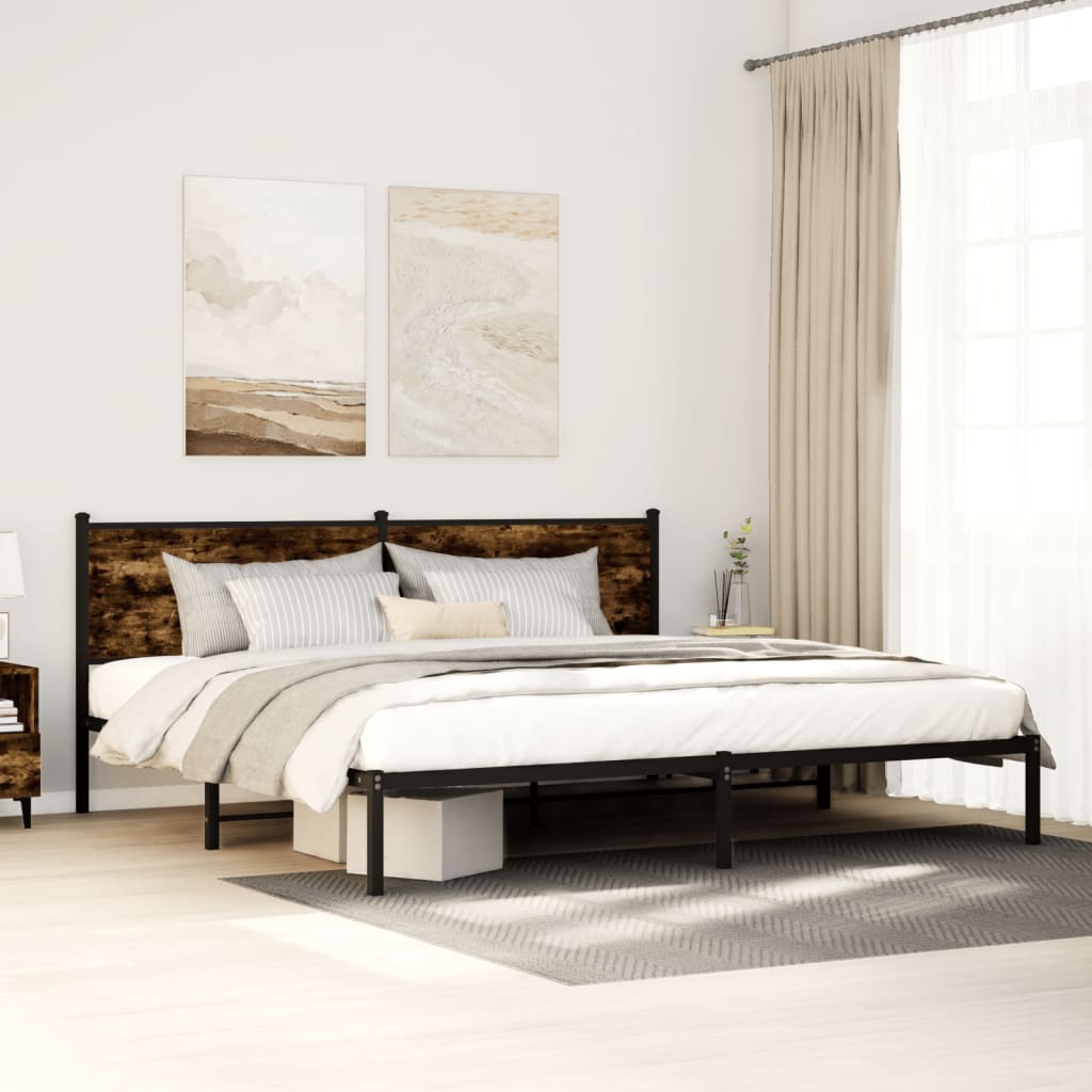 vidaXL Bedframe zonder matras metaal gerookt eikenkleurig 120x200 cm