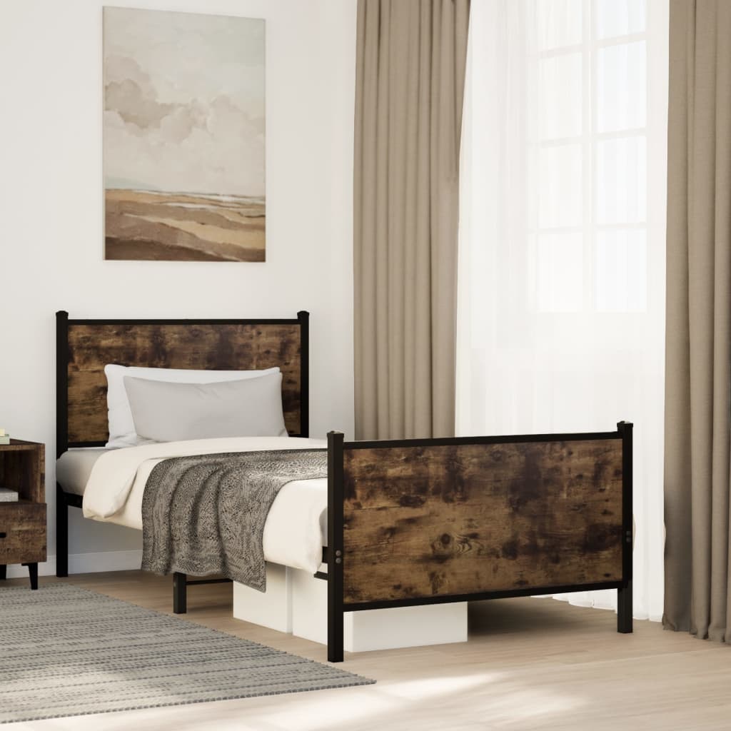 vidaXL Bedframe zonder matras metaal gerookt eikenkleurig 120x200 cm