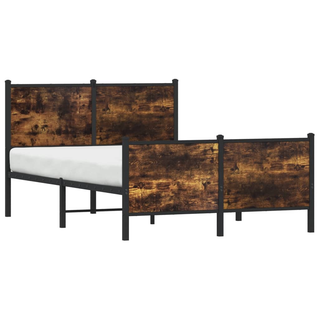 vidaXL Bedframe zonder matras metaal gerookt eikenkleurig 120x200 cm