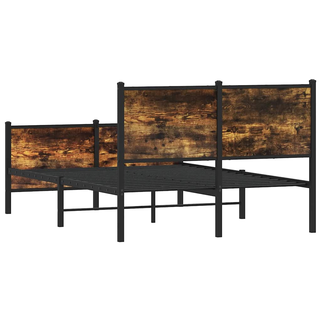 vidaXL Bedframe zonder matras metaal gerookt eikenkleurig 120x200 cm