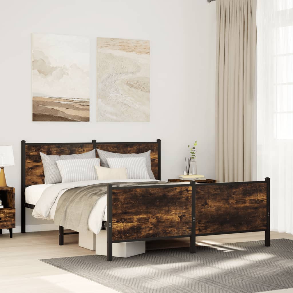 vidaXL Bedframe zonder matras metaal gerookt eikenkleurig 120x200 cm