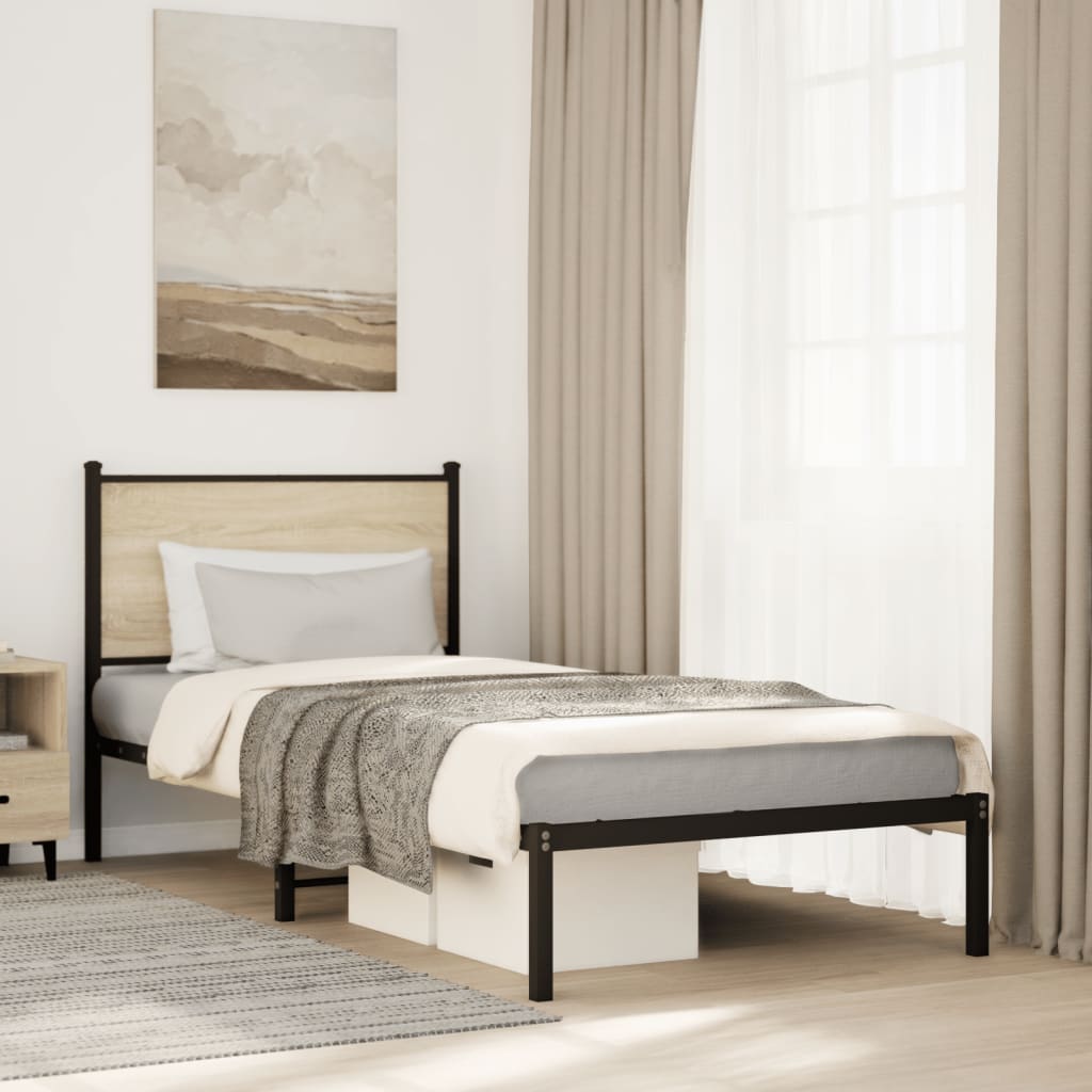 vidaXL Bedframe zonder matras metaal gerookt eikenkleurig 120x200 cm