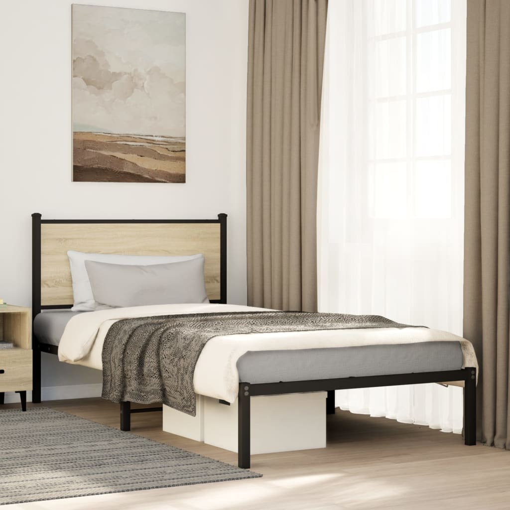 vidaXL Bedframe zonder matras metaal gerookt eikenkleurig 120x200 cm
