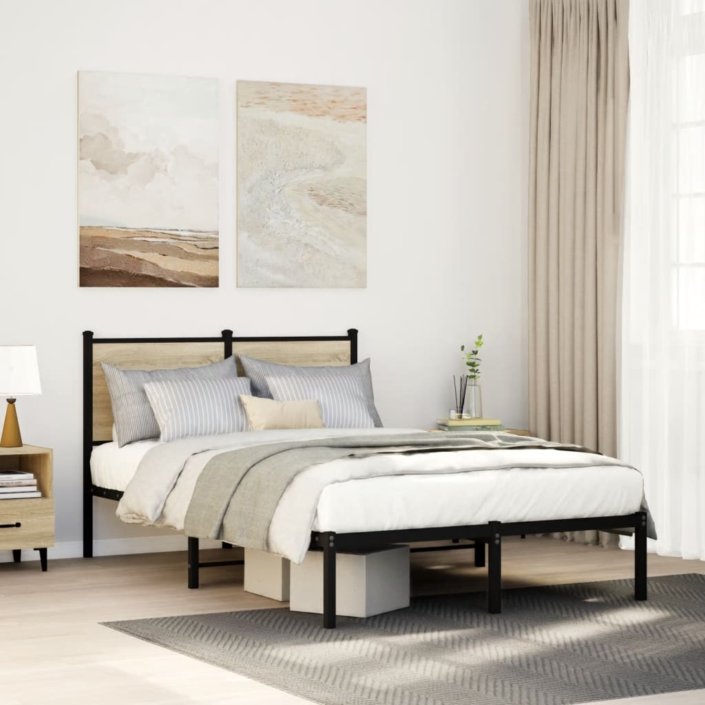 vidaXL Bedframe zonder matras metaal gerookt eikenkleurig 120x200 cm