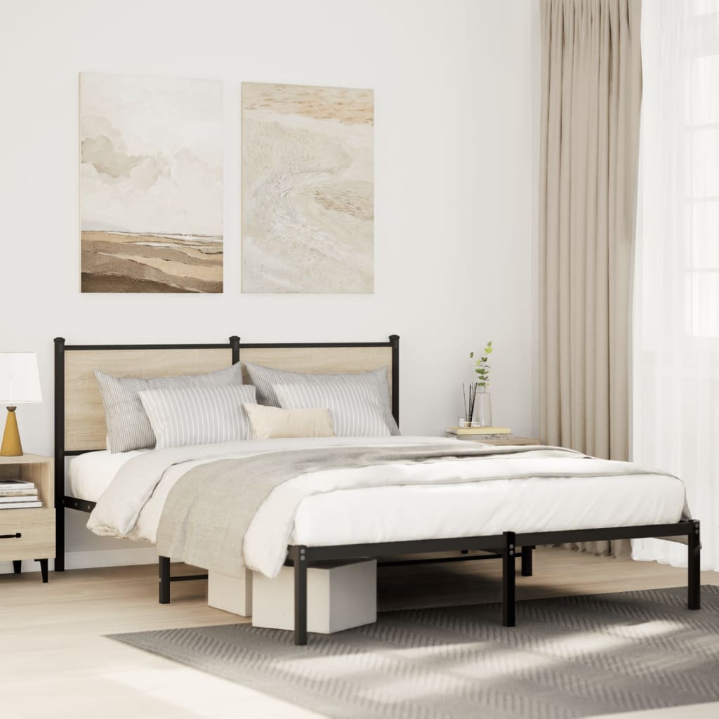 vidaXL Bedframe zonder matras metaal gerookt eikenkleurig 120x200 cm