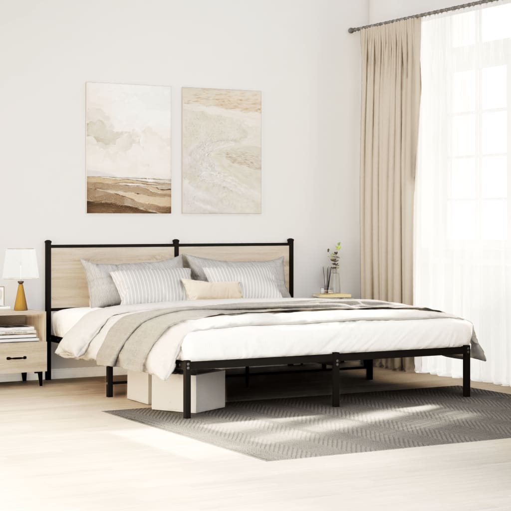vidaXL Bedframe zonder matras metaal gerookt eikenkleurig 120x200 cm
