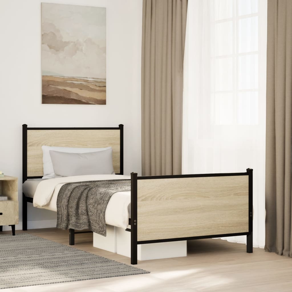 vidaXL Bedframe zonder matras metaal gerookt eikenkleurig 120x200 cm