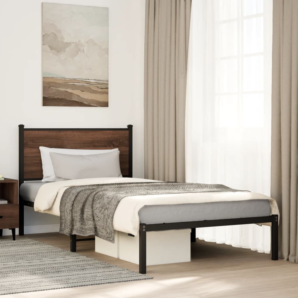 vidaXL Bedframe zonder matras metaal gerookt eikenkleurig 120x200 cm