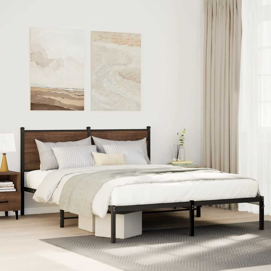 vidaXL Bedframe zonder matras metaal gerookt eikenkleurig 120x200 cm