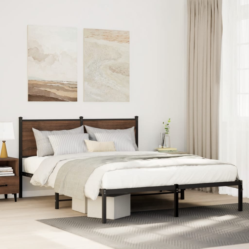 vidaXL Bedframe zonder matras metaal gerookt eikenkleurig 120x200 cm